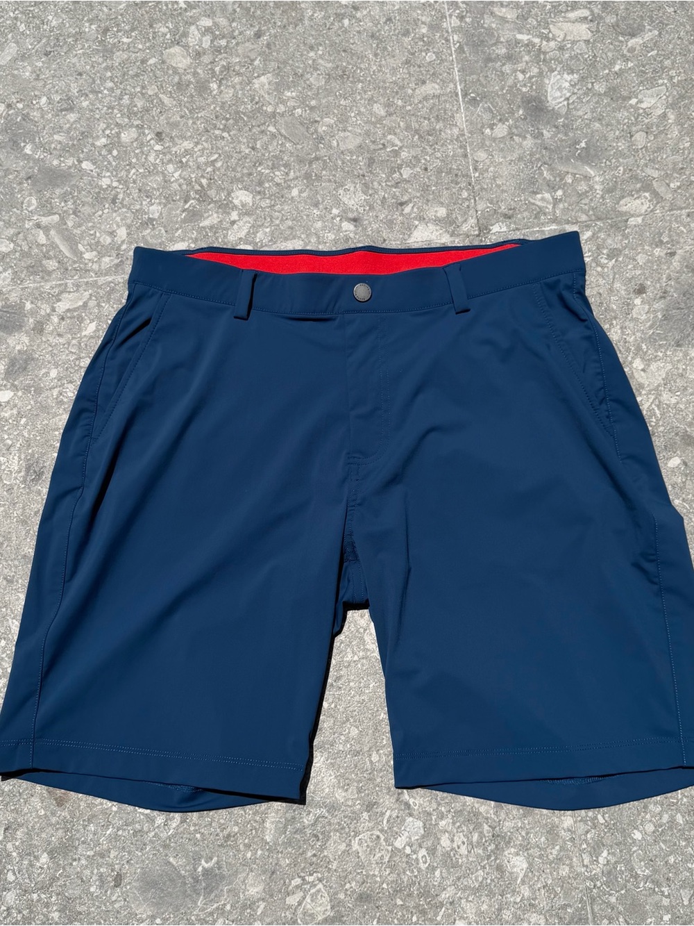 Redvanly | Men's Large Navy Golf Performance Shorts w Red Waistband Excllnt Cond